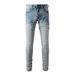 Men's Clothing European And American Trendy High Street Daily Travel Elastic Light Blue Slim Fit Jeans Sports Pants 895_viptrois.com