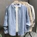 Spring And Summer New Men's Linen Solid Color Lapel Long Sleeved Shirt Trendy All Match Loose Casual Shirt Jacket Men_viptrois.com