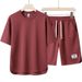 Men's Clothing Summer Men's Suit Fashion All Match Short Sleeved T Shirt Men's Simple Quick Drying Solid Color Sports Shorts Two Piece Set_viptrois.com