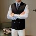 Men's Slim-Fit Wool Vest – Double-Breasted & V-Neck (Striped Knit Sleeveless Waistcoat For Layering)_viptrois.com