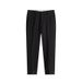 Men's Black Cropped Business Suit Trousers Casual Long Pants Straight Leg Summer Style DK_viptrois.com