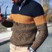 Men's Color Block V-Neck Knit Sweater Long Sleeve Casual Pullover Slim Fit Comfortable Acrylic Blend For Autumn Winter_viptrois.com