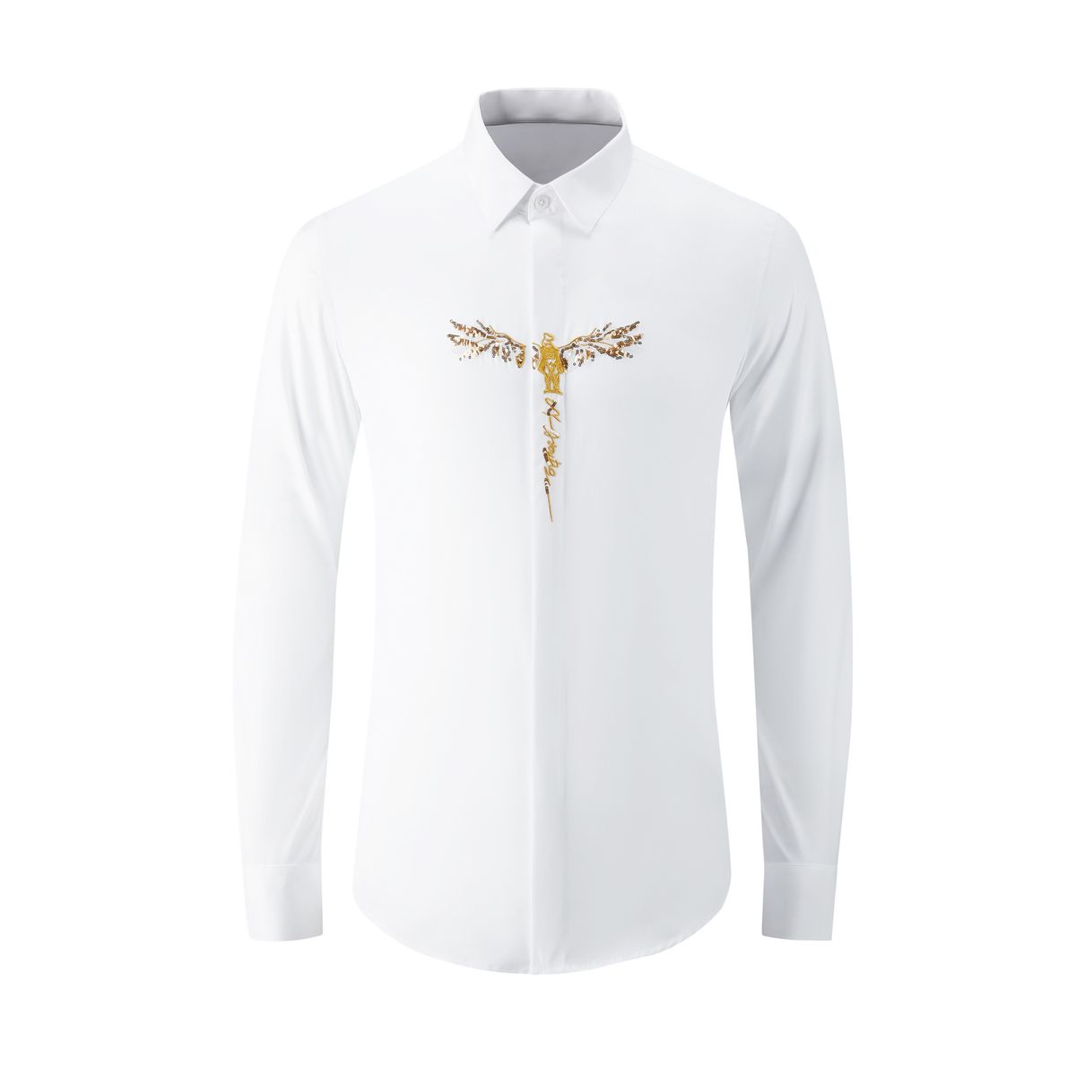 Men's Slim Fit Embroidered Eagle Signature Cotton Shirt - Breathable, Wrinkle-Free & UV Protection Formal Casual Shirt_viptrois.com