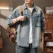 New Jacket Fat And Large Size, Handsome Denim Coat For Men, Muddy Yellow Embroidered Shirt_viptrois.com
