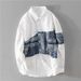 Men's Clothing Spring And Autumn Handsome Casual Splicing Printed Long Sleeve Shirt All Match Fashion Personality Shirt_viptrois.com