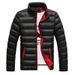 Men's Winter Jacket With Stand Collar, Waterproof Zipper, Solid Color, Plus Size Cotton Coat For Casual Wear_viptrois.com