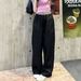 2026 New Korean Full-print Webbing Color Matching Waist Drape Trousers Summer Loose Pants_viptrois.com