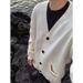 Autumn Winter Cardigan Knitted Sweater Men's Jacket Deep V-Neck Solid Color Loose Lazy Style_viptrois.com