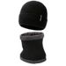 warm knitted hat scarf men plus velvet thick wool hat pullover neck protection two piece set_viptrois.com