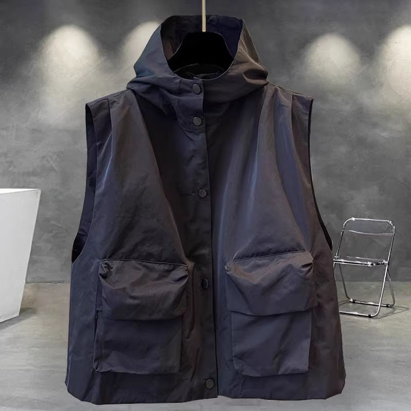 Men's Korean Style Hooded Vest Jacket – Lightweight Zipper Outerwear For Spring & Autumn_viptrois.com