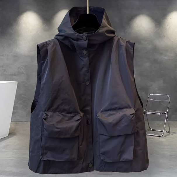Men's Korean Style Hooded Vest Jacket – Lightweight Zipper Outerwear For Spring & Autumn_viptrois.com
