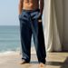 Men's Clothing Men's Lace Up Beach Breathable Cotton And Linen Loose Casual Sports Trousers Men_viptrois.com
