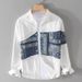 Men's Clothing Spring And Autumn Handsome Casual Splicing Printed Long Sleeve Shirt All Match Fashion Personality Shirt_viptrois.com