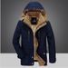 Men's Winter Long Cotton Coat With Fleece Lining, Thickened Warm Jacket For Casual Windproof Outerwear, Plus Size Available_viptrois.com