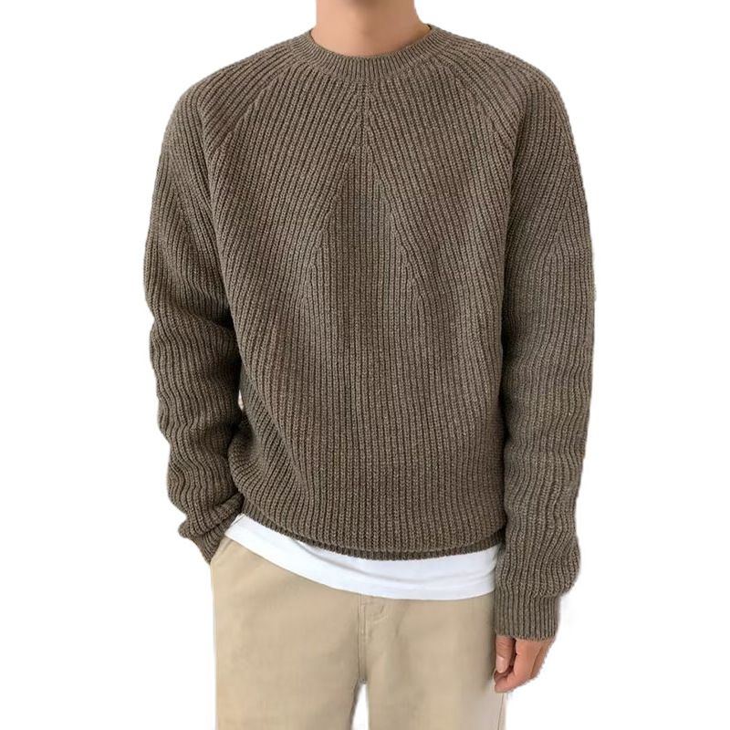 Men's Clothing Men's Oversized Solid Knit Sweater - Business Casual Pullover For Suit Layering_viptrois.com