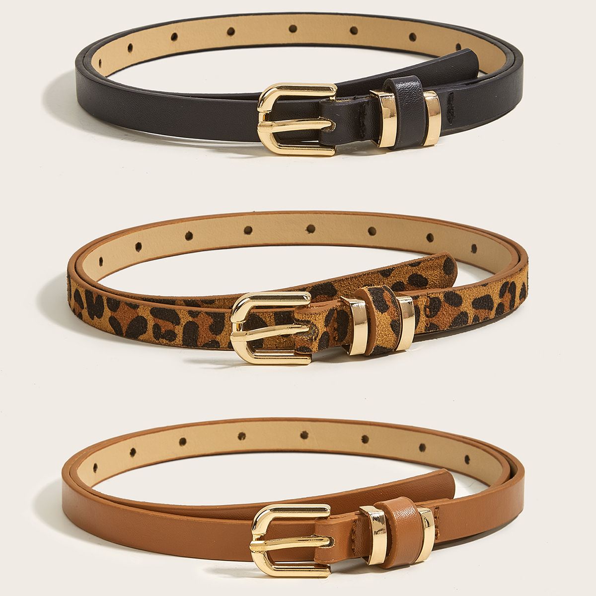 Retro thin belt women's all-match pin buckle small belt decoration simple summer leopard print pants with in stock needle cross-border belt_viptrois.com