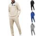 Men's Casual Sports Suit Spring Autumn New All Match Solid Color Lapel Waffle Outdoor Clothing Set_viptrois.com