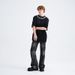 Washed Vintage Street Petal Print Short Sleeve Loose Fit Couple T-Shirt For Men_viptrois.com