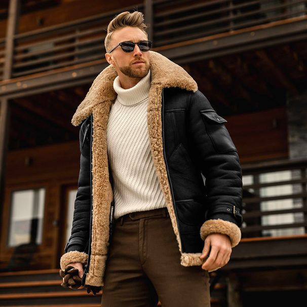 Men's Clothing Warm Winter Men's Fur Coat Thick Imitation Leather Fur Jacket Independent Station Trendy Brand_viptrois.com