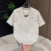 Men's Clothing Men's Luxury Style Short Sleeve T-Shirt Letter Embroidered Tie Dye Trendy Lightweight Top For Summer_viptrois.com
