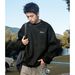 Vintage-Inspired Heavyweight Polo Collar Sweatshirt For Men - Textured Jacquard Long Sleeve Pullover With Retro Style (Black, Off-White)_viptrois.com