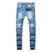 Loom Cross-Border Source European And American Street Fashion Brand Motorcycle Men's Personality Wrinkled Slim Fit Skinny_viptrois.com