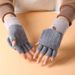 Half finger flip glove Winter Ladies cute plus fleece knit warm wool fingertip_viptrois.com