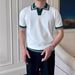 Men's Clothing Color Blocked Knit Short Sleeved Shirt For Men, Summer Style, Thin, Slim Fit, Simple, Business Casual, Cool, Shirt._viptrois.com