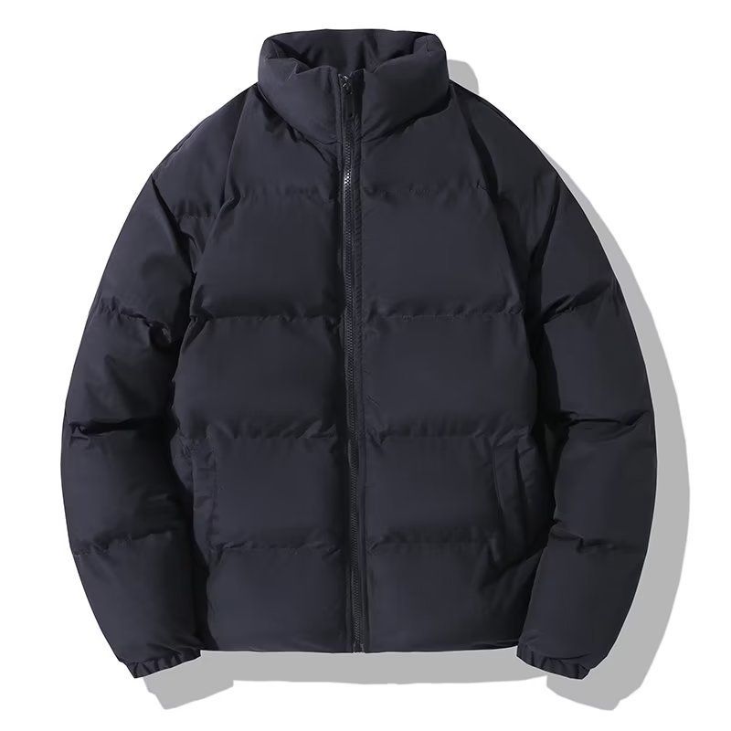 Unisex High-Neck Puffer Coat – Oversized Winter Jacket With Thickened Filling (Black/Beige)_viptrois.com