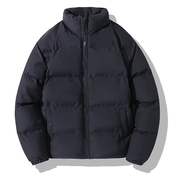 Unisex High-Neck Puffer Coat – Oversized Winter Jacket With Thickened Filling (Black/Beige)_viptrois.com