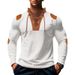 Men's Waffle-Knit Pullover Long Sleeve T-Shirt – Casual Stand Collar With Drawstring Detail_viptrois.com