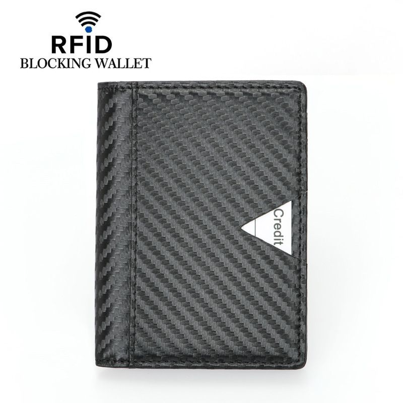 Men's Wallet Card Cases New Rfid Card Holder Carbon Fiber Pattern Pull Out Oblique Card Slot Multifunctional ID Card Holder Men's Business Card Bag_viptrois.com