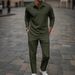 Men's Autumn And Winter Long Sleeved Trousers Suit Suitable For Daily Leisure And Outdoor Sports Lapel Polo Shirt Suit_viptrois.com