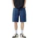 Summer Retro Washed Distressed Denim Shorts For Men Loose Casual Straight Leg Wide Leg Pants_viptrois.com