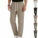 Men's Clothing Summer Men's Commuter Casual Trousers High Street Style Simple Sporty Loose Fit Drawstring Straight Leg Breathable_viptrois.com