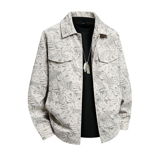 Men's Clothing Fashion Lapel Printed Corduroy Jacket_viptrois.com