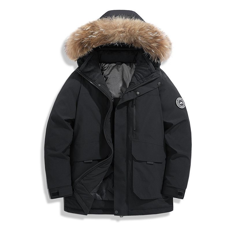 Men's Clothing Thickened Hooded Down Jacket, 550 Fill Power White Duck Down, Winter Warm Coat For Youth & Big Sizes, Casual & Comfortable_viptrois.com