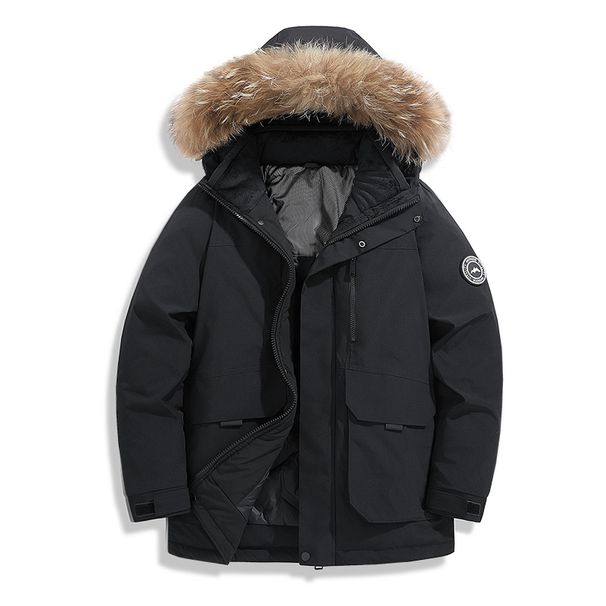 Men's Clothing Thickened Hooded Down Jacket, 550 Fill Power White Duck Down, Winter Warm Coat For Youth & Big Sizes, Casual & Comfortable_viptrois.com