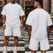 Cross-border European American 2026 New Summer Men's Sports Suit With Jacquard Checkered Pattern And Solid Color_viptrois.com