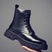 Long Martin Boots Men's Style Black High-top Leather Shoes Locomotive Boots Boys Leather Boots_viptrois.com