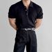 Men's Cable-Knit Polo Shirt – Breathable Short-Sleeve Business Casual Top With Comfort Fit (M-XXXL, Grey/Khaki/Black)_viptrois.com