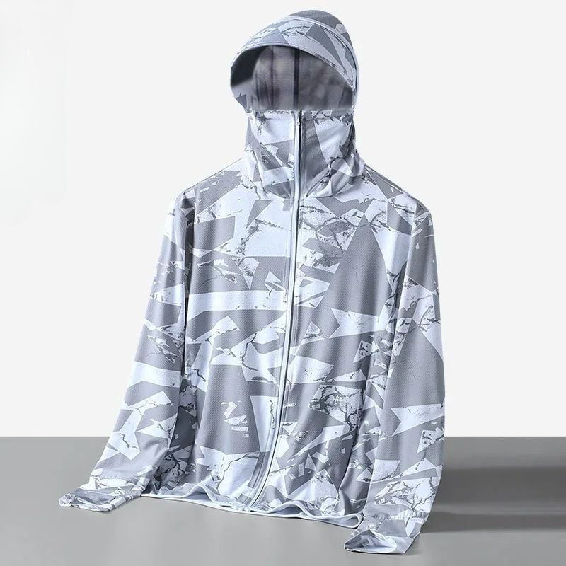 Men's UV 50+ Sun Protection Coat With Reflective Zipper And Hood, Breathable, Cool, Lightweight Windbreaker, Large-sized Casual Coat, Outdoor Clothing_viptrois.com