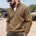 Men's Heavyweight Fleece Zip-Up Patchwork Henley Collar Long Sleeve Casual Shirt – Solid Color, Relaxed Fit, Winter Warmth_viptrois.com