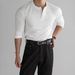 Men's Muscle Fit Long Sleeve Shirt – Workout & Gym Ready, Breathable Acetate Fabric, Button-Up Henley Style, Slim Fit (M-XXXL)_viptrois.com