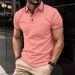 Summer New T-shirt Top Men's Casual Fashion City Office Button Ribbed Collar Solid Color Sports Slim Polo Shirt_viptrois.com
