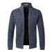 Men's Fleece-Lined Knit Cardigan With Stand Collar - Slim Fit Winter Sweater For Casual & Business Wear (Available In 7 Colors & 6 Sizes)_viptrois.com