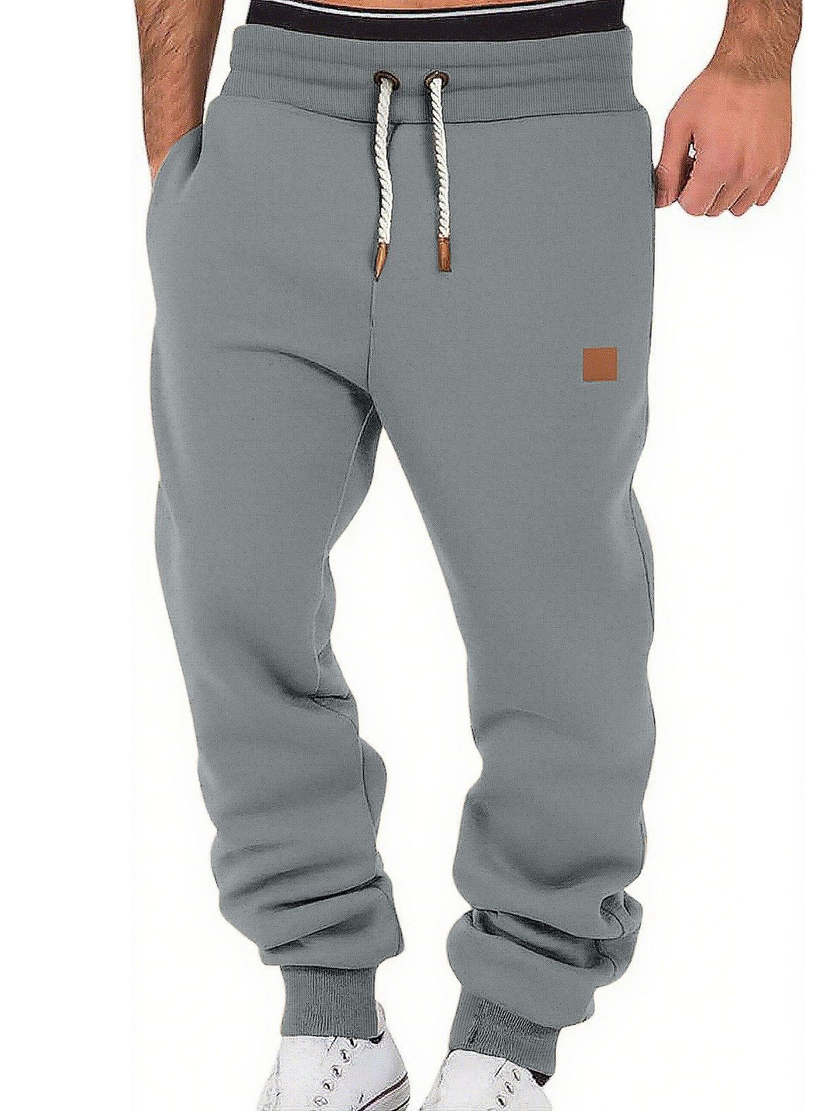 "Men's Relaxed-Fit Sweatpants – Euro-American Streetwear Casual Pants With Fleece Lining (Black/Army Green/Navy Blue, S-XXXL)"_viptrois.com