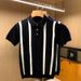 Trendy High-end Short-sleeve Knitted Polo Shirt For Men, Lightweight Spring British Retro Color-block Striped Fashion_viptrois.com