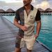 Men's 3D Digital Printed Lapel Polo Shirt And Shorts Set Casual Vacation Zipper Design_viptrois.com