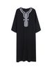 Men's Clothing Islamic Men's Short Sleeved Embroidered Moroccan Loose Ethnic Style Arab Robe_viptrois.com